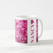 "Nancy" Roze Hydrangea Bloemen Letters & Schattige Koffiemok (Voorkant rechts)