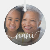 Nani Grandma Script Overlay Glas Ornament (Voorkant)