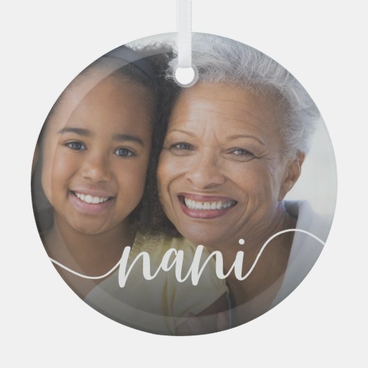 Nani Grandma Script Overlay Glas Ornament (Voorkant)