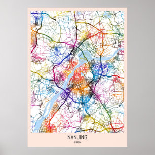 Nanjing China Stadsplattegrond Poster
