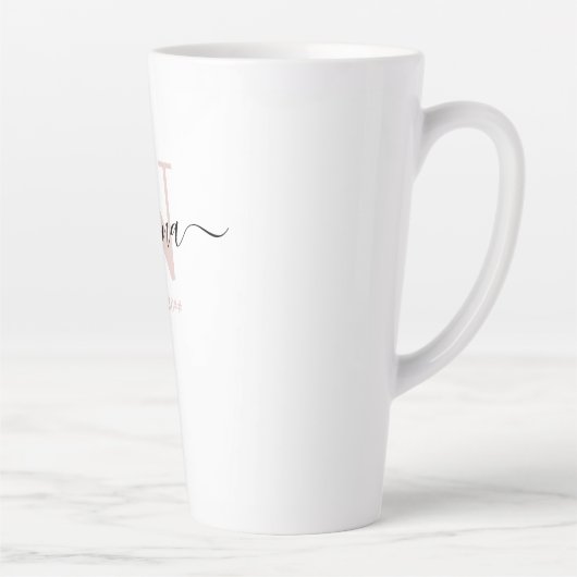 Nanna Elegant Script Monogram Blush Pink Latte Mok (Rechts)