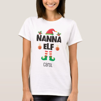 Nanna elf familie bijpassende kerst kleding naam t-shirt