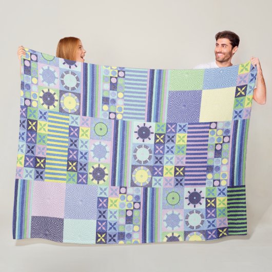 Nanna's  Faux Knit Crochet Blanket Pattern Fleece Deken (In situ)