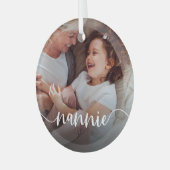 Nannie Grandma Script Overlay Glas Ornament (Voorkant links)