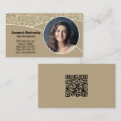 Nanny Custom Photo Faux Gold Glitter QR Code Visitekaartje (Voorkant / Achterkant)