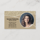 Nanny Custom Photo Faux Gold Glitter QR Code Visitekaartje (Voorkant)