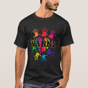 Nanny Hart Hand Print Kinder Handafdruk Oma Moth T-shirt