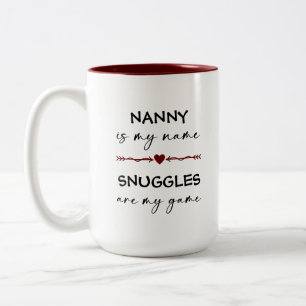 Nanny is mijn naam Snuggles is mijn Game Photo Gif Tweekleurige Koffiemok