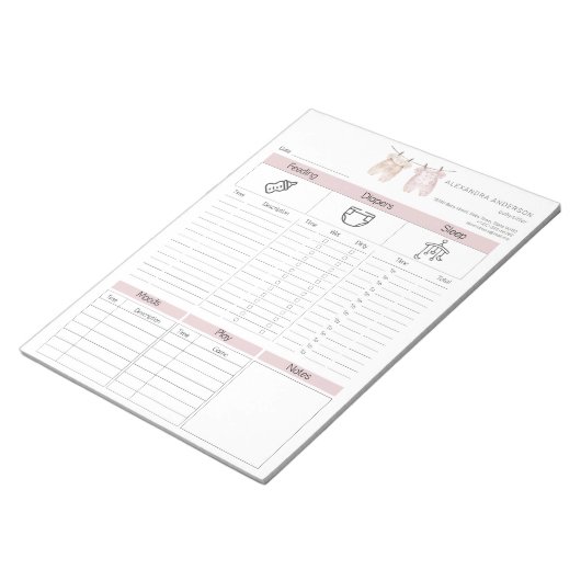 Nanny Kinderopvang Dagelijks Log Notitieblok (Schuin)