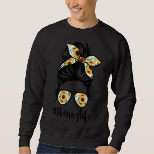 Nanny Life Messy Hair Bun Sunflower Women's Trui