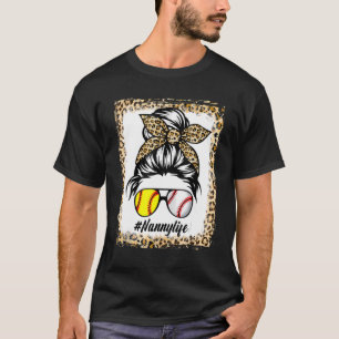 Nanny Life Messy Leopard gebleekte Haar Bun Moeder T-shirt