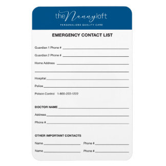 Nanny Loft Emergency Contact Magnet Magneet