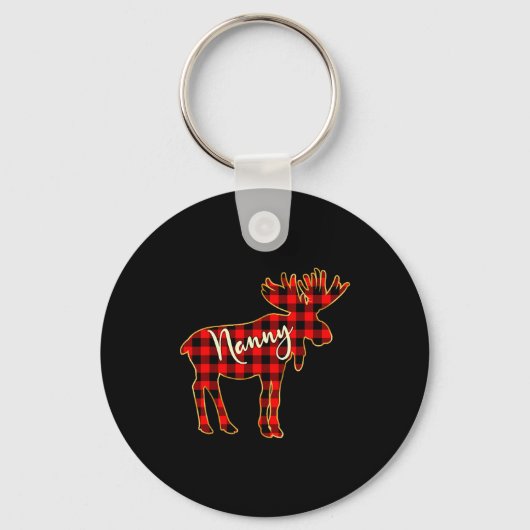 Nanny Moose _ Buffalo Red Plaid Family Christmas Sleutelhanger (Voorkant)