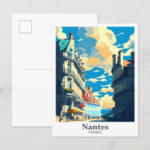 Nantes Frankrijk Kunst Vintage Reizen Illustratie Briefkaart