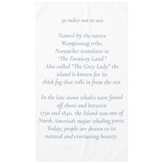 Nantucket 30 Miles naar Zee tafelkleed (Voorkant)