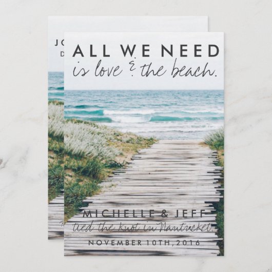 Nantucket Beach Eloped Mariage Faire-part (Devant / Derrière)