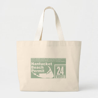Nantucket Beach Permit 2024 groen Grote Tote Bag