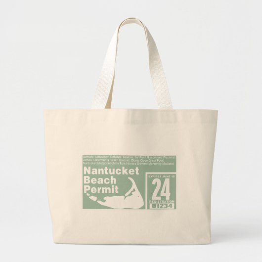 Nantucket Beach Permit 2024 groen Grote Tote Bag (Voorkant)