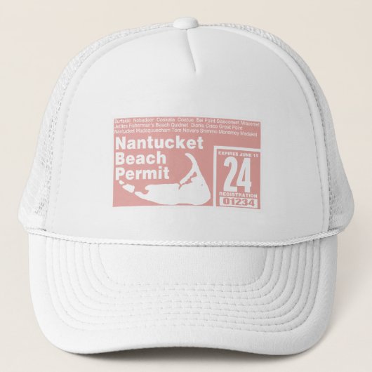 Nantucket Beach Permit 2024 zalm Trucker Pet (Voorkant)