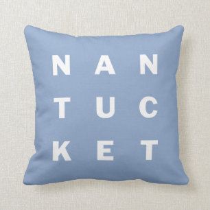 NANTUCKET blauw typografisch omkeerbaar kussen