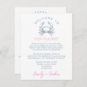 Nantucket Bruiloft Welkomsttas Reisschema Notitiekaartje (Voorkant / Achterkant)