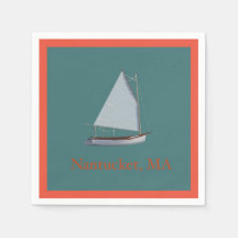 Nantucket Cat Boat. Sailboot Cocktail Napkins. Na