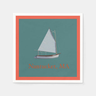 Nantucket Cat Boat. Sailboot Cocktail Napkins. Na Servet