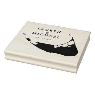 Nantucket Eiland Huwelijk Monogramkaart Rubberstempel