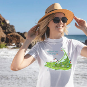 Nantucket Eiland Kaart T-shirt