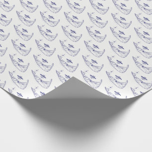 Nantucket Eiland MA Vintage Kaart Marineblauw Cadeaupapier