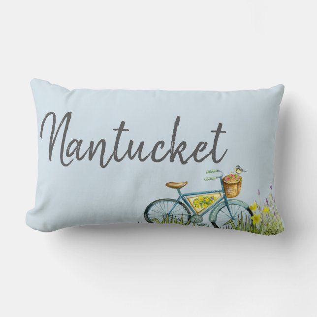 Nantucket  fiets in lavendel veld kussen (Voorkant)