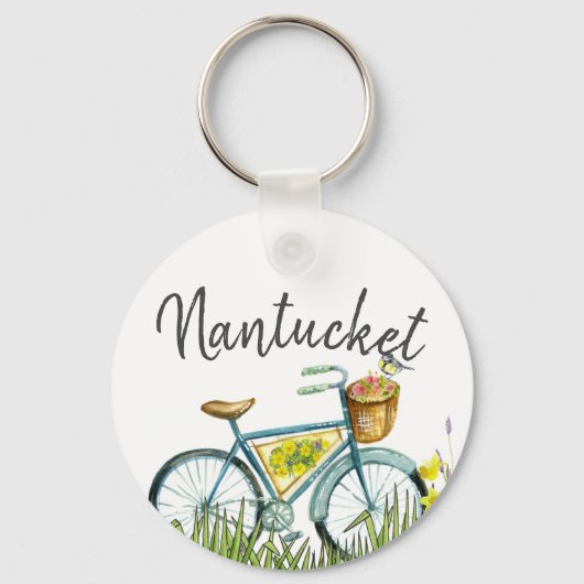 Nantucket fiets in lavendel veld sleutelhanger (Voorkant)