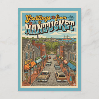 Nantucket Groeten Vintage Stijl Briefkaart