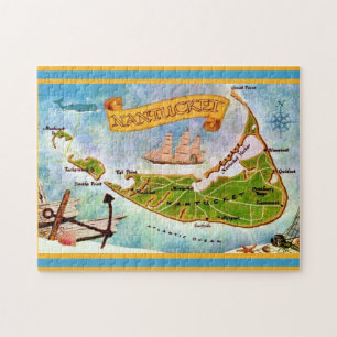 Nantucket Island 11x14 Kaart Legpuzzel
