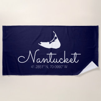 Nantucket Island Beach Towel Script Strandlaken
