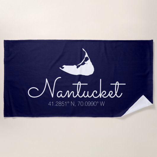 Nantucket Island Beach Towel Script Strandlaken (Voorkant)