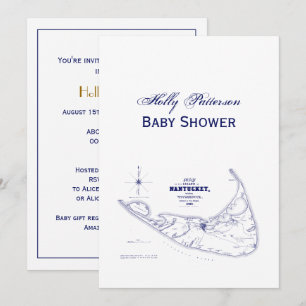 Nantucket Island MA Carte Vintage Marine Blue