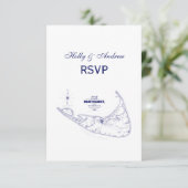 Nantucket Island MA Carte Vintage Marine Blue (Debout devant)