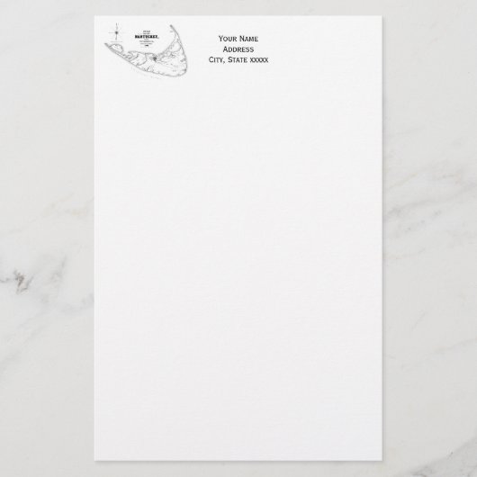 Nantucket Island MA  Map Black Briefpapier (Voorkant)