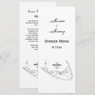 Nantucket Island MA Map Black Kaart