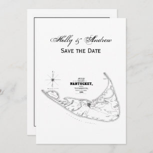 Nantucket Island MA  Map Black Kaart