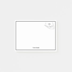 Nantucket Island MA  Map Black Post-it® Notes