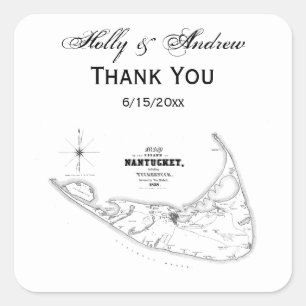 Nantucket Island MA Map Black Vierkante Sticker