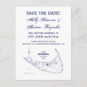Nantucket Island MA Map Navy Blue Aankondigingskaart (Voorkant)