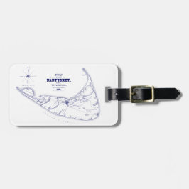 Nantucket Island MA  Map Navy Blue Bagagelabel