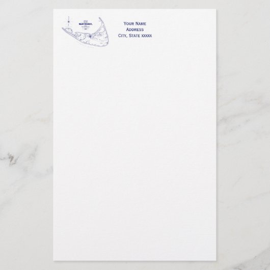 Nantucket Island MA  Map Navy Blue Briefpapier (Voorkant)