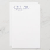 Nantucket Island MA  Map Navy Blue Briefpapier (Voorkant / Achterkant)