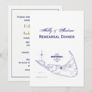 Nantucket Island MA  Map Navy Blue Kaart