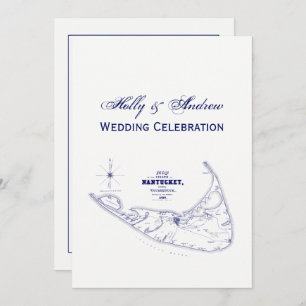 Nantucket Island MA  Map Navy Blue Kaart