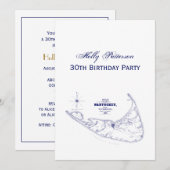 Nantucket Island MA Map Navy Blue Kaart (Voorkant / Achterkant)